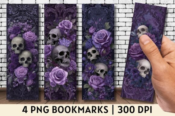 Download Purple Floral Skull Dark Lace Bookmark - Dark lace Collection