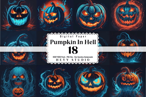 Download 18 Evil Pumpkin Horror Background Bundle - Background bundle Collection