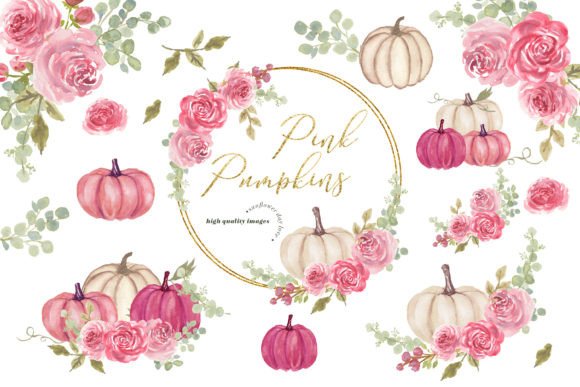 Download Pink White Pumpkin Eucalyptus Clipart - Pink Collection