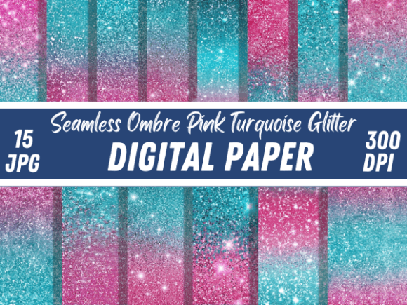 Download Ombre Pink &amp; Turquoise Glitter Textures - Pink Collection