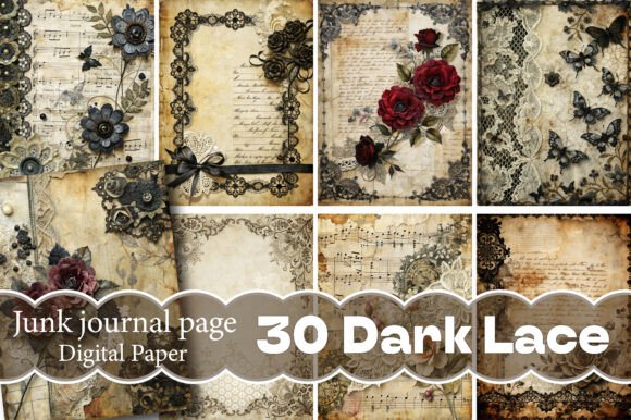 Download Dark Lace Junk Journal Papers - Dark lace Collection