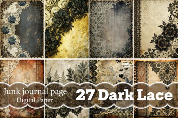 Download Dark Lace Junk Journal Pages - Dark lace Collection