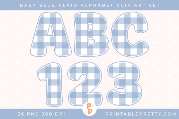 Download Baby Blue Buffalo Plaid Alphabet PNG Set - Buffalo Collection