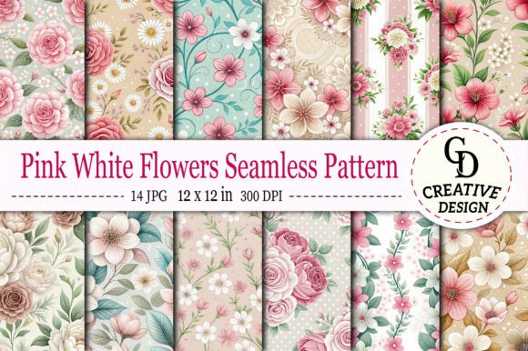 Download Pink White Flowers Seamless Pattern - Pink Collection