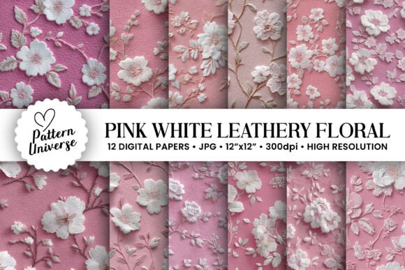 Download Pink White Leathery Floral Patterns - Pink Collection