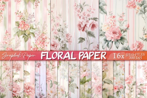 Download Light Pink White Floral Stripe Papers - Pink Collection