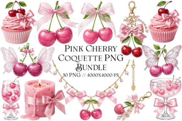 Download Pink Cherry Coquette PNG Bundle - Pink Collection