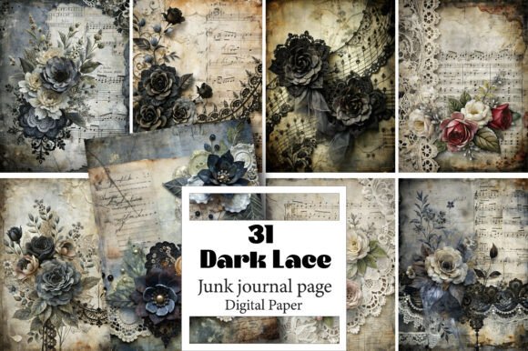 Download Dark Lace Junk Journal Pages - Dark lace Collection