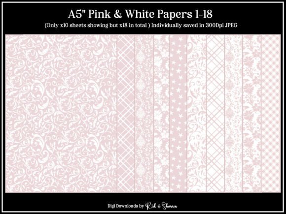 Download A5 Pink &amp; White Papers 1-8 JPEG - Pink Collection