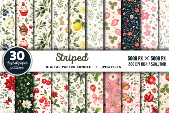 Download Striped Digital Paper Background Bundle - Background bundle Collection