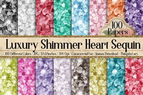 Download Luxury Shimmer Heart Sequin Papers - Luxury shimmer Collection