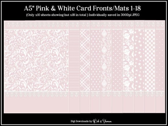 Download A5 Pink &amp; White Card Fronts 1-18 JPEG - Pink Collection