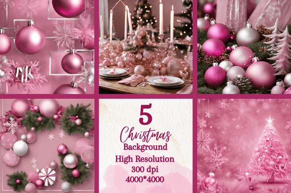 Download 5 Pastel Pink Christmas Background Pack - Pink Collection