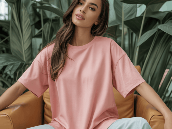 Download Pink Oversized T-Shirt Mockup Lifestyle - Premium Resources
