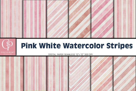 Download Pink White Watercolor Stripe Background - Pink Collection